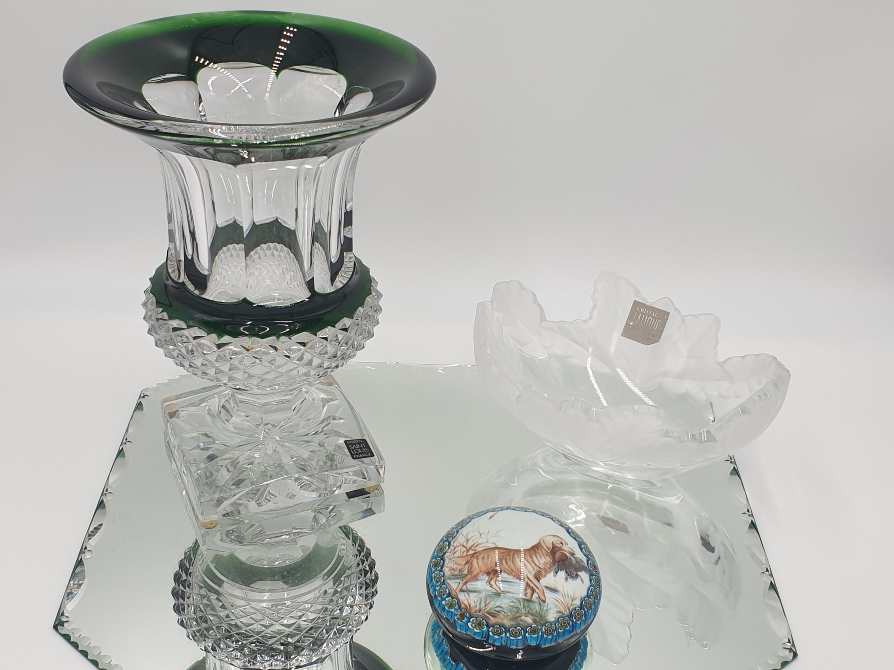Vase en cristal St Louis modèle Versailles,presse-papier en cristal de St Louis,coupe Lalique Champs Elysées