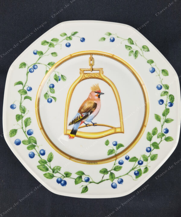 Assiette Hermes oiseaux porcelaine etrier