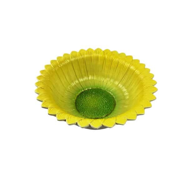 Ensemble de 8 assiettes à dessert et 1 saladier en barbotine à décor de tournesol. – Image 6
