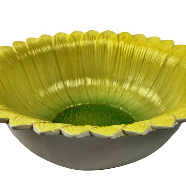 Ensemble de 8 assiettes à dessert et 1 saladier en barbotine à décor de tournesol. – Image 4