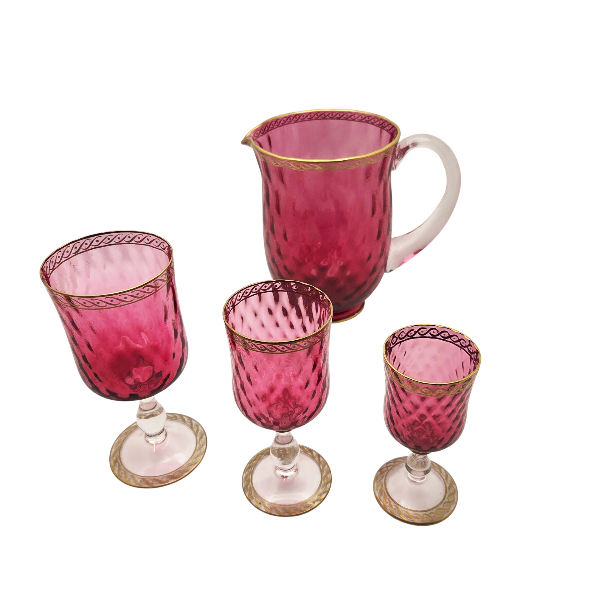 Très beau service en verre de Murano pour 8 personnes plus les réserves, maison Nason et Moretti, 29 pièces. – Image 11